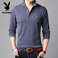 花花公子（PLAYBOY ESTABLISHED 1953） 長(zhǎng)袖 男士T恤 HHQLM5815藍(lán)灰 