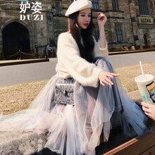 妒姿（DUZI） 純色 紗網(wǎng) 連衣裙