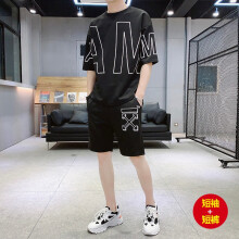 AFILMBY 短袖 男士T恤 黑色(短袖+短裤) 