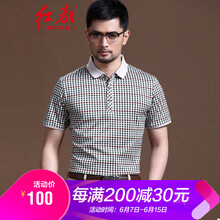 紅都 短袖 男士T恤 紅格TH1632 