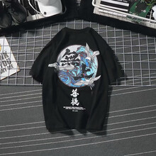 deciuhlae 五分袖 男士T恤 無(wú)上菩提黑色 寬松版 