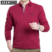 吉普（JEEP） 長(cháng)袖 男士T恤 紅色  PS0001 