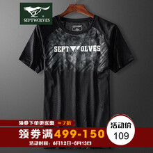 七匹狼（SEPTWOLVES） 短袖 男士T恤 36黑色 