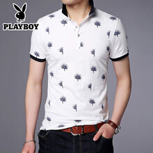 花花公子（PLAYBOY ESTABLISHED 1953） 短袖 男士T恤 7719藍色 