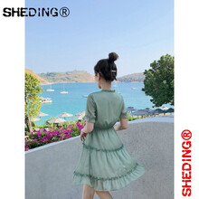奢鼎（SHEDING） 純色 荷葉邊，綁帶，褶皺，木耳邊 連衣裙