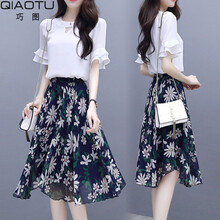 巧圖（qiaotu） 碎花 荷葉邊，印花 連衣裙