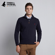 TREK&TRAVEL 長袖 男士T恤 藏青 