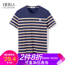 海一家（Hieiika） 短袖 男士T恤 藏青條紋E7 