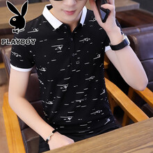 花花公子（PLAYBOY ESTABLISHED 1953） 短袖 男士T恤 T7071黑色 