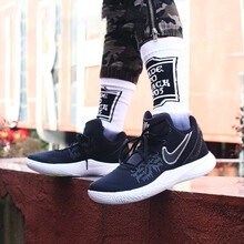 耐克（NIKE）籃球鞋歐文5黑白拼接AO4438-001 42