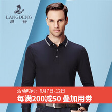 浪登 長(cháng)袖 男士T恤 深藍色 