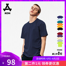 KON 短袖 男士T恤 落肩-深藍 O-03 