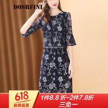 杜莎菲尼（DOSRFINI） 碎花 印花，蕾絲 連衣裙