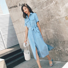 lareen fitty 純色 紐扣，綁帶 連衣裙