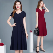 Ousmile 純色 腰帶，拉鏈，紐扣，立體裁剪 連衣裙