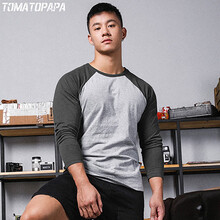 TOMATOPAPA 長(zhǎng)袖 男士T恤 深灰色+花灰色 
