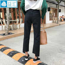 修身印花牛仔褲，微胖妹子的福音