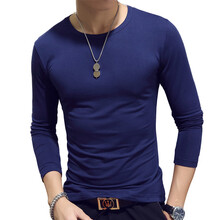 茨威奴（SWENEARO） 長袖 男士T恤 長袖圓領(lǐng)深藍(lán) XL，L，M，XXXL，XXL