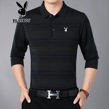 花花公子（PLAYBOY） 長(zhǎng)袖 男士T恤 3178墨綠色 XL