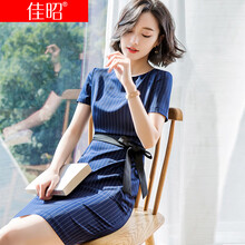 佳昭  條紋，綁帶，蝴蝶結(jié) 連衣裙