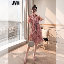 JVH 碎花 拼接，紐扣，綁帶，褶皺，印花，蝴蝶結(jié) 連衣裙