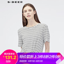 S.DEER 褶皺 短袖 T恤 女 圓領(lǐng)