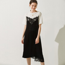 Acne Sandro 純色 拼接，蕾絲 連衣裙