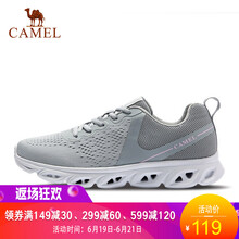 駱駝（CAMEL）跑步鞋A91304661，淺灰 ，女款 