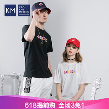 KM 短袖 男士T恤 星期六 黑色 