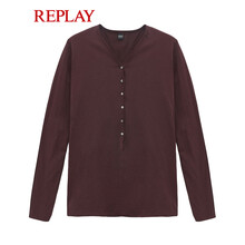 REPLAY 長(zhǎng)袖 男士T恤 棗紅色 