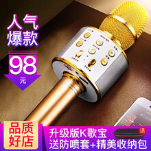 tenlamp  手持 麥克風(fēng) 升級(jí)版加長(zhǎng)咪頭K歌寶土豪金【送收納包】