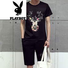 花花公子（PLAYBOY） 短袖 男士T恤 TZ01黑色 