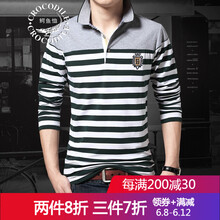 鱷魚(yú)恤（Crocosport） 長(zhǎng)袖 男士T恤 YDL827綠色 