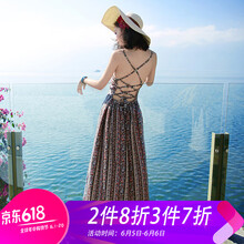 條紋吊帶裙沙灘裙