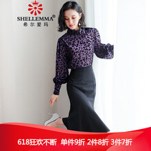全豹紋長袖連衣裙