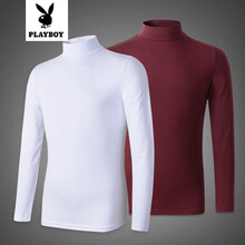花花公子（PLAYBOY） 長(cháng)袖 男士T恤 白色+酒紅色 