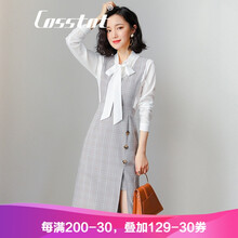 卡思彤（Cosstot） 格子 3D，拼接，格子，拉鏈，紐扣，綁帶，蝴蝶結 連衣裙