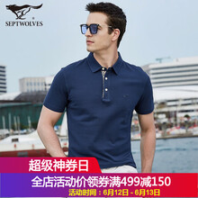 七匹狼（SEPTWOLVES） 短袖 男士T恤 中藍 
