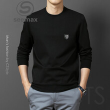 SEEMAX 長袖 男士T恤 黑色 XL，4XL，5XL，L，M，XXXL，XXL