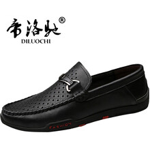 帝洛馳（DILUOCHI）男士黑色 鏤空沖孔 