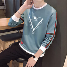 赫塔菲（HETAFE） 長袖 男士T恤 4022湖藍色 XL，4XL，L，M，XXL，XXXL