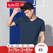 班尼路（Baleno） 短袖 男士T恤 02B 中藍(lán)-V領(lǐng) 