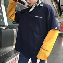 古萊登（GODLIKE） 長袖 男士T恤  藍(lán)色 