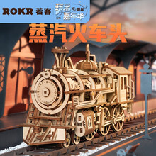 rokr若客若态手工拼装玩具蒸汽火车头模型diy木质立体拼图成人国潮