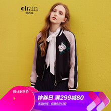 Olrain 圓領(lǐng) 長袖 女 短外套 刺繡