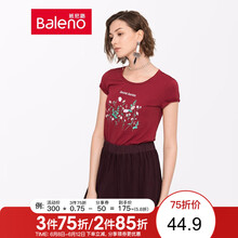 班尼路（Baleno） 繡花，印花 短袖 T恤 女 圓領(lǐng)