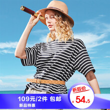 佐丹奴（Giordano） 拼色 短袖 T恤 女 圓領(lǐng)