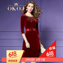 棗紅色連衣裙秋冬