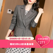 米思陽（missshine） 西裝領(lǐng) 長袖 女 短外套 口袋，荷葉邊
