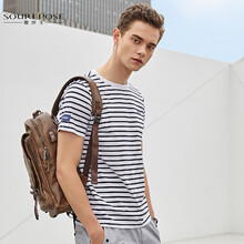 奢步士（SOUREPOSE） 短袖 男士T恤 藏青條紋 